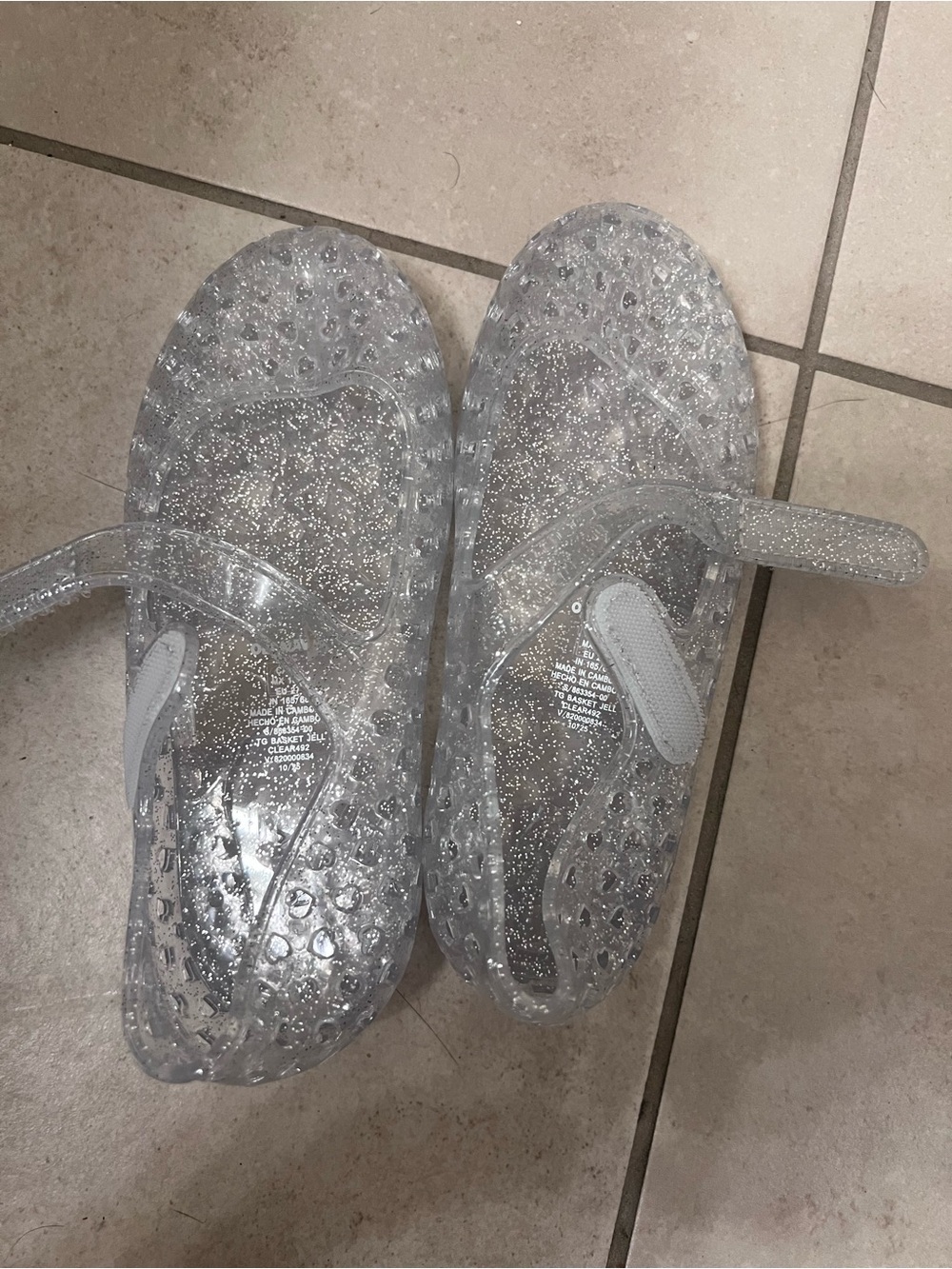 Old Navy Sparkle Clear Jelly Sandals - Clear Glitter toddler girl size 9